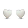 Silver Synthetic Opal Heart Stud Earrings- 7mm - F04249