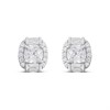 Silver Clear CZ Halo Cushion Stud Earrings - F04256