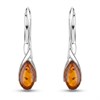 Silver Amber Crossover Teardrop Drop Earrings - F0720