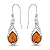 Silver Amber Twist Teardrop Drop Earrings - F0721