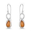 Silver Amber Figure Of Eight Drop Earrings - F0722