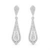 Silver Cubic Zirconia Drop Earrings - 30mm drop - F1197