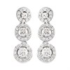 Silver Cubic Zirconia Halo Trilogy Drop Earrings - 19mm drop - F1226