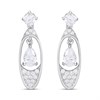 Silver Pear CZ Oval Drop Earrings- 24mm - F1232