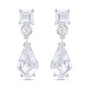 Silver Mixed Cut Kite CZ Drop Earrings - F1233
