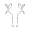 Silver Bow Pear Drop Earrings - F1235