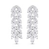 Silver Baguette And Round CZ Drop Earrings - F1236