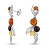 Silver Mixed Amber Leaf Drop Earrings - F1239