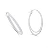 Silver Crossover Oval Hoop Earrings - F13150