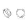 Silver Clear CZ Double Row Huggie Earrings - F13181