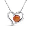 Silver Amber Heart Necklace - F33121