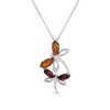 Silver Mixed Amber Dragonfly Necklace - F33125