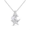 Silver CZ Star Moon Triple Necklace - F34116