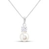 Silver Cultured Freshwater Pearl And Cubic Zirconia Necklace - F35152