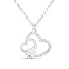 Silver CZ Heart Trio Necklace - F35169