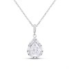 Silver CZ Halo Pear Necklace - F35171