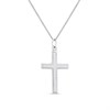Silver Patterned Border Cross Pendant and Chain- 26mm - F3711