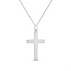Silver Milgrain Border Chamfered Edge Cross Necklace- 28mm - F3712