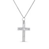 Silver Patterned Milgrain Border Cross necklace-26mm - F3713
