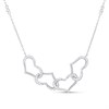Silver CZ Linked Heart Necklet - F3801