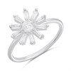 Silver Flower Baguette Ring - F60106