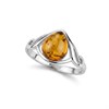 Silver Amber Twist Teardrop Ring - F60117