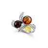 Silver Mixed Amber Leaf Ring - F60118