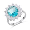 Silver Simulated Aquamarine CZ Halo Ring - F60124