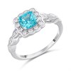 Silver Simulated Aqua CZ Vintage Style Ring - F60127