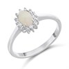 Silver Opal And Diamond Halo Ring - F6118
