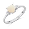 Silver Opal Heart And Diamond Ring - F6120
