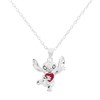 Disney Silver Stitch Enamel Heart Necklace - F67169