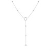 Silver Ball Station Lariat Necklace - F9519