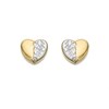 9ct Gold Two Colour Heart Stud Earrings - 7mm - G0314