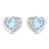 9ct White Gold Blue Topaz And Diamond Heart Stud Earrings - 7mm - G0320