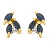 9ct Gold Sapphire And Diamond Stud Earrings - 9mm - G0322