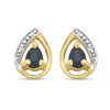9ct Gold Pear Sapphire And Diamond Stud Earrings - 8mm - G0324