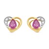 9ct Gold Ruby And Diamond Heart Stud Earrings - 7mm - G0325