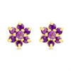 9ct Gold Amethyst Flower Cluster Stud Earrings - G04101