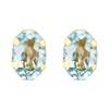 9ct Gold Blue Topaz Oval Stud Earrings - 10mm - G04104