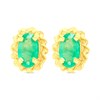 9ct Gold Emerald Oval Twisted Border Earrings - G04113