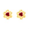 9ct Gold Ruby Flower Stud Earrings - 6mm - G04126