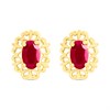 9ct Gold Ruby Fancy Border Stud Earrings - G04132