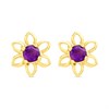 9ct Gold Amethyst Flower Stud Earrings - 10mm - G0495