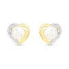 9ct Freshwater Pearl And Diamond Heart Stud Earrings - G0693