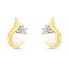 9ct Freshwater Pearl And Diamond Stud Earrings - G0695