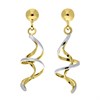 9ct Gold Two Colour Spiral Drop Earrings - G14103