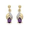 9ct Gold Amethyst And Diamond Drop Earrings - 6pts per pair - G1842