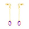 9ct Gold Amethyst Drop Earrings - 26mm drop - G1847