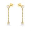 9ct Gold Synthetic Opal Long Chain Drop Earrings - G1853